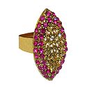 Magenta and Yellow Stone Studded Adjustable Ring