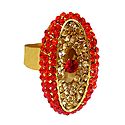 Saffron and Yellow Stone Studded Adjustable Ring