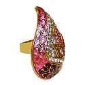 Pink and White Stone Studded Adjustable Ring