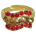 Red and Light Brown Stone Studded Adjustable Ring