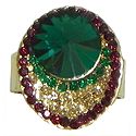 Three Color Zirconia Stone Studded Ring