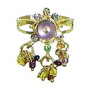 Mauve Stone Studded Adjustable Ring with Beaded Jhalar