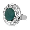 White and Dark Green Stone Setting Metal Ring