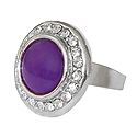 White and Dark Purple Stone Setting Metal Ring