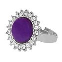 White and Dark Purple Stone Setting Metal Ring