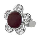 White and Maroon Stone Setting Metal Ring