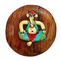 Stone Dust Ganesha on Wooden Base - Magnet
