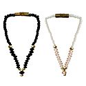Set of 2 Black and White Beaded Small Garlands for Deity
