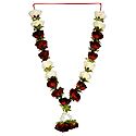 Maroon and White Cloth Rose Garland