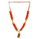 Saffron, Yellow and Golden Color Satin Ribbon Garland with Beads