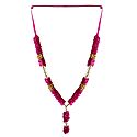 Magenta and Golden Color Satin Ribbon Garland with Beads