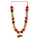 Dark Red and Golden Ribbon with Bead Garland