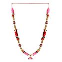 Pink, Red and Green Color Satin Ribbon Garland with Golden Beads