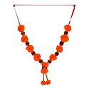 Saffron Woolen Balls with Rudraksha Beads Garland