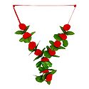 Red Woolen Balls with Green Cloth Leaves Garland