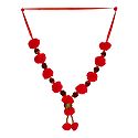Red Woolen Ball with Rudraksha Beads Garland
