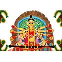 Durga in Kalighat Pata Style - Photo Print