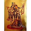 Radha Krishna Metallic Poster - The Divine Lovers
