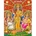 Lakshmi, Saraswati and Ganesha