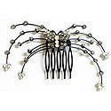 Grey and White Crystal Studded Butterfly Hair Comb