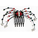 Red, Green and White Crystal Studded Butterfly Hair Comb