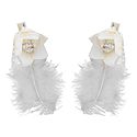 Set of 2 White Flower Hair Clip with Feather