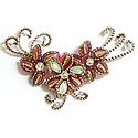 White Stone Studded Burgandy Flower Head Piece