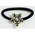Faux Zirconia Studded Metal Flower on Elastic Hair Band for Ponytail Holder