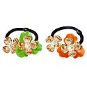 Set of 2 Acrylic Flowers on Elastic Hair Band for Ponytail Holder