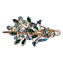 Green and Blue Stone Studded Flower Design Press Hair Clip
