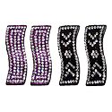 2 Pairs Tik Tak Stone Studded Black and Purple Acrylic Hair Clip