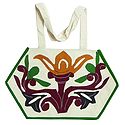 Plant with Flower Applique on Shoulder Bag with Two Zipped Pocket