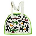 Folk Art Applique on Shoulder Bag with Two Zipped Pocket