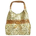 White with Golden Brocade Silk Beach Bag