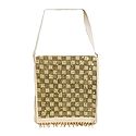 Sequined and Beaded Jute Bag with One Zipped and One Open  Pocket