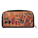 Embossed Leather Clutch Purse with 4 Pockets and 1 Zipped Pocket