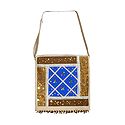 Sequined, Beaded Jute Bag with One Zipped and One Open  Pocket