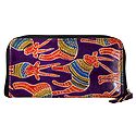 Embossed Leather Clutch Purse with 2 Open Pockets and 1 Zipped Pocket