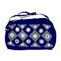 Blue and Grey Mirrorwork Bag with 2 Zips