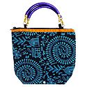 Tribal Print on Black Cotton Bag with One Zipped Pocket