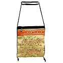 Beige Silk Brocade Sling Bag with One Zipped Pocket