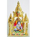 Bal Gopal on Stone Studded and Golden Carved Metal Frame