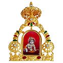 Bal Gopal on Golden Throne Metal Frame - Table Top Picture