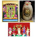 Mahakaleshwar Jyotirlinga, Durga and Balaji - Set of 3 Posters