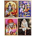Shiva Parvati and Shirdi Saibaba - Set of 4 Posters