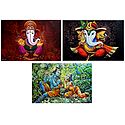 Lord Ganesha and Radha Krishna - Set of 3 Posters