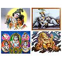 Ganesha and Radha Krishna - Set of 4 Posters
