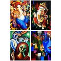 Ganesha, Krishna Meerabai and Radha Krishna - Set of 4 Posters