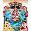 Ganga Descends from Heaven after being Propitiated by Bhagirath