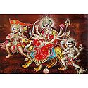 Bhagawati with Hanuman and Batuk Bhairav - Glitter Poster